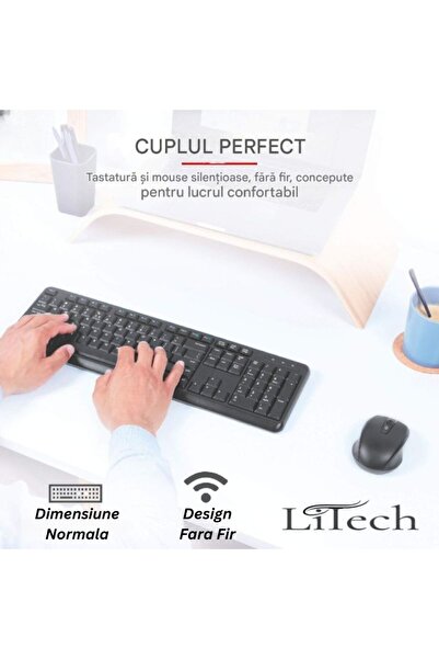 LITECH Wireless Keyboard & Mouse – Spanish QWERTY, Silent Keys, 13 Multimedia Keys
