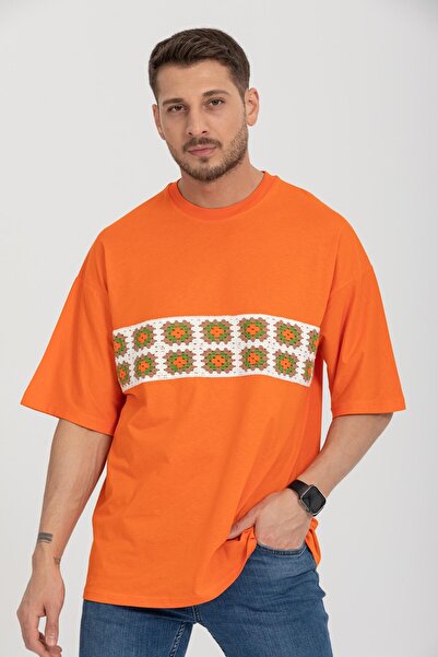 Rocqerx R-5730 Crew Neck Μπλουζάκι Oversize με λεπτομέρεια μπροστινού κεντήματος