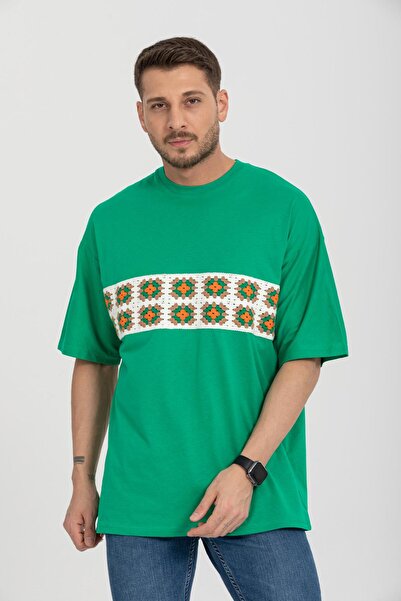 Rocqerx R-5730 Crew Neck Μπλουζάκι Oversize με λεπτομέρεια μπροστινού κεντήματος