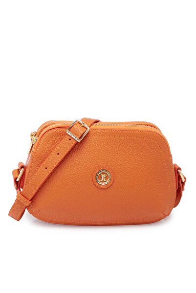 Tergan Turuncu Hakiki Deri Kadın Çapraz Askılı Çanta - S25Y1BC78865-J35