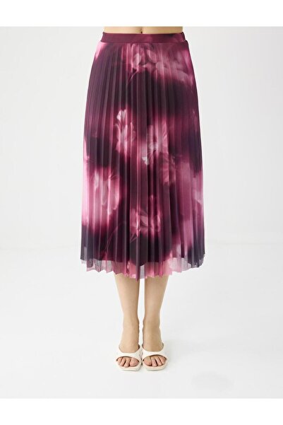 Jimmy Key Dusty Rose High Waist Pleated Relaxed Fit Midi Skirt