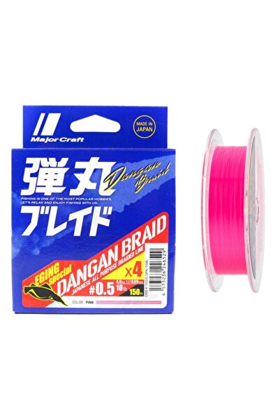 MAJOR CRAFT Dangan Braid EGI 4X İp Misina PE 0.5 0.09mm 10lb/4.0kg 150mt Pembe