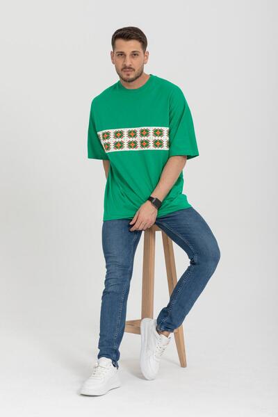 Rocqerx R-5730 Crew Neck Μπλουζάκι Oversize με λεπτομέρεια μπροστινού κεντήματος