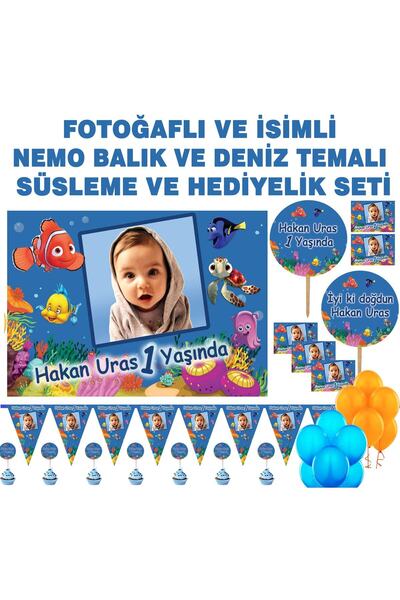 Sunligo Kayıp Balık Nemo Fotoğraflı Doğum Günü Seti Afiş, Magnet, Flama, Konu...