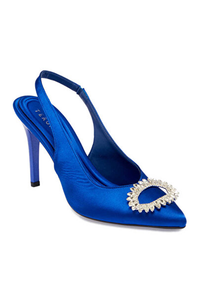 Tergan Mavi Vegan-Tekstil Kadın Stiletto - K24I1AY67328-M11