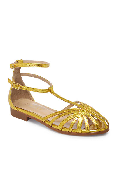 Tergan Sarı Hakiki Deri Kadın Sandalet - K25Y1SN67789-J63