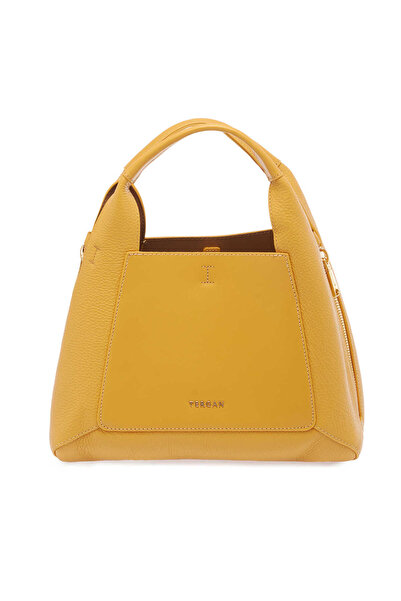 Tergan Sarı Hakiki Deri Kadın El Çantası - S24Y1BC80262-L6I