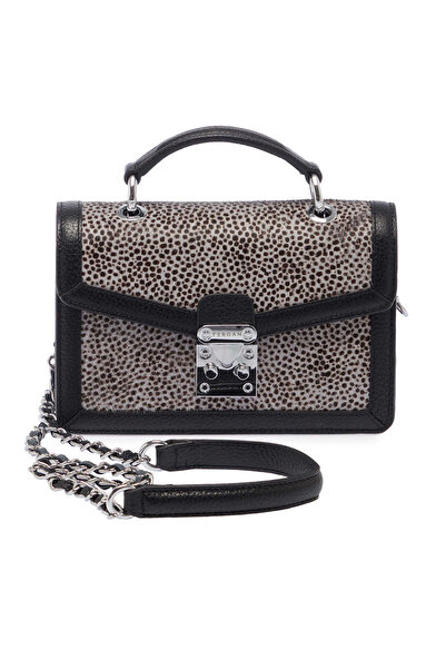 Tergan Siyah Hakiki Deri Leopar Kadın El Çantası - S24K1BC80265-U3N