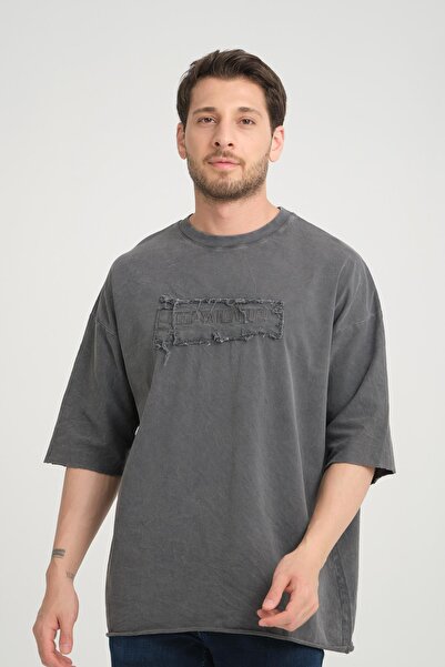 Rocqerx R-5822 Μπλουζάκι μονό ζέρσεϊ με κέντημα και πλύσιμο