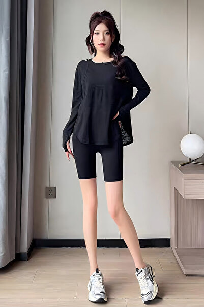 Alo Yoga Round Neck Off Shoulder Exercise Fitness Loose Long Sleeve Top