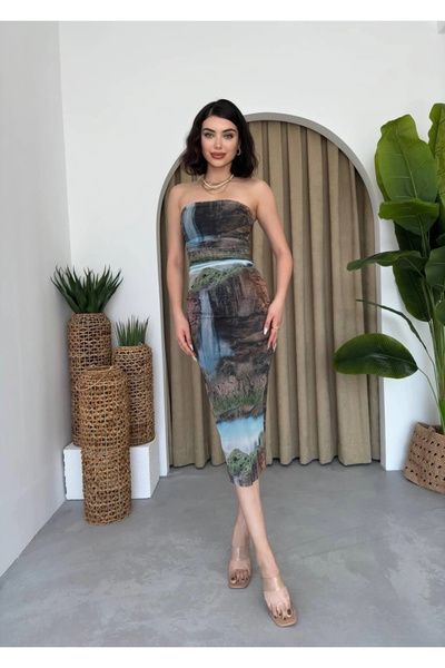 Butik    Mountain Strapless Tulle Dress