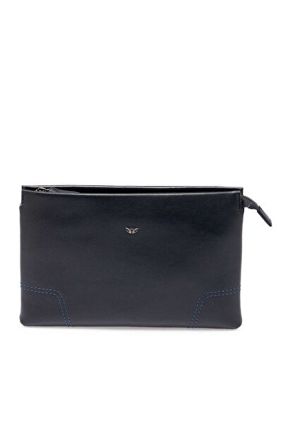 Tergan Navy Blue Genuine Leather Men's Portfolio Bag - S1Pc00021515-H86