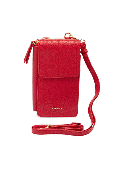 Tergan Kırmızı Hakiki Deri Kadın Omuz Çantası - S25Y1BC80438-B68