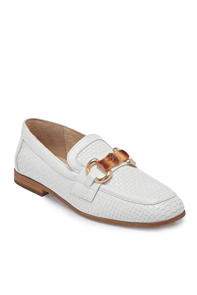 Tergan Beyaz Hakiki Deri Kadın Loafer - K25I1AY68032-A26