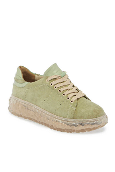 Tergan Yeşil Hakiki Süet Deri Kadın Sneaker - K24I1AY67334-S2W