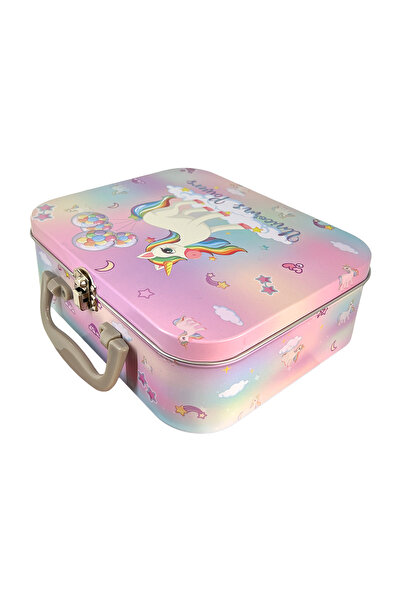 mystylee Unicorn Metal Box | Storage Box with Handle, Metal Organizer, 20.5X17X6.5 cm