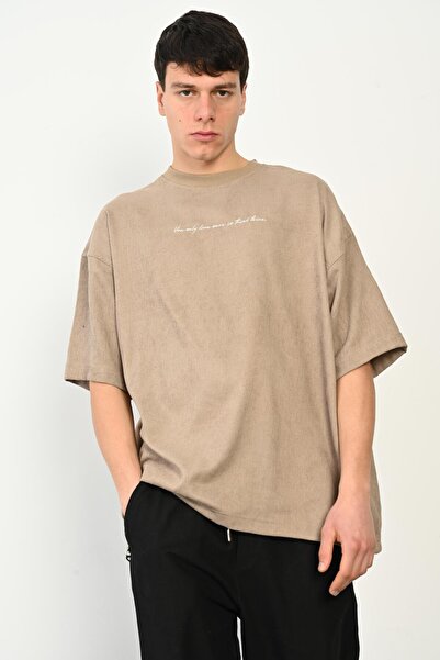 Rocqerx R-5767 Κοτλέ μπλουζάκι με λεπτομέρεια κεντήματος