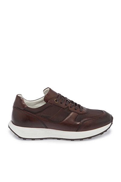 Tergan Kahverengi Deri - Tekstil Erkek Sneaker - E24I1AY56870-B90