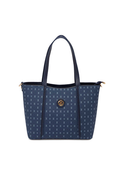 Tergan Lacivert Print Kadın Omuz Çantası - S1WPR0000804-T1F