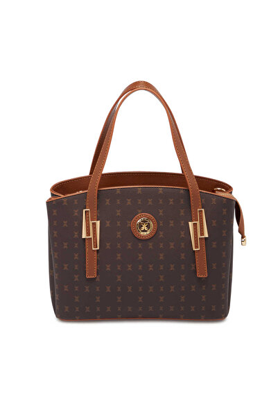 Tergan Kahve Print Kadın Omuz Çantası - S1WPR0000805-T4J