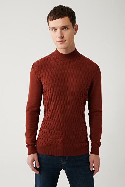 Avva Men's Tile Front Textured Sweater E005106