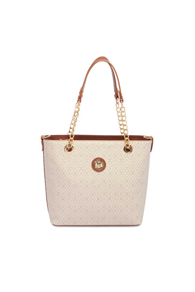 Tergan Bej Print Kadın Omuz Çantası - S1WPR0000801-S7G