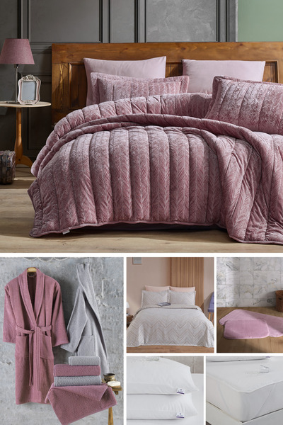 Elart Velvet Seçmeli Çeyiz Seti 20 Parça Gülkurusu