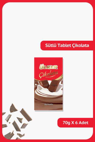 Ülker Sütlü Tablet Çikolata - 70 gram - 6 Adet