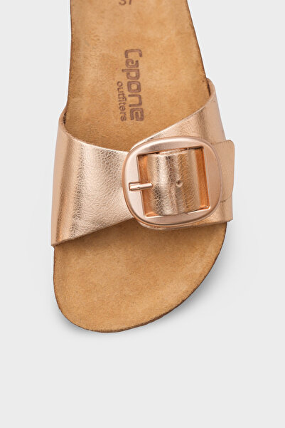 Capone Outfitters Lee Large Buckle Anatomical Cork Sole Leather Slippers