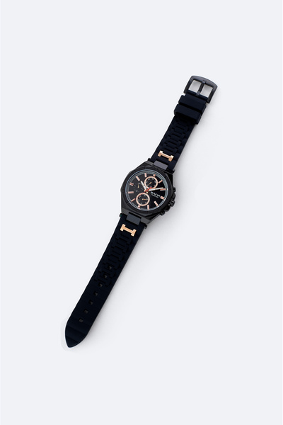 Avva Men's Black Gift Boxed Silicone Cord Wrist Watch B009028