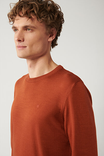 Avva Men's Tile Crew Neck Non-Pilling Knitwear Sweater E 005000