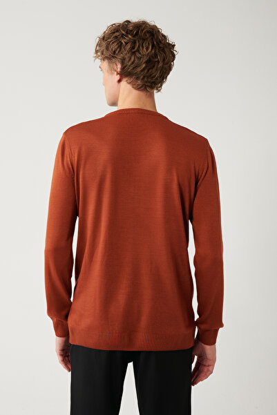 Avva Men's Tile Crew Neck Non-Pilling Knitwear Sweater E 005000