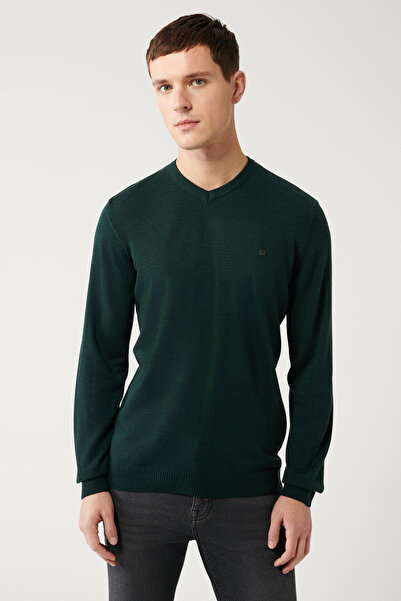 Avva Ανδρικό πράσινο πουλόβερ Basic E005003