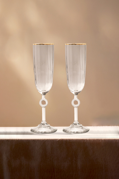 Rakle Elite Gold 4'lü Şampanya Kadehi Seti 150 cc