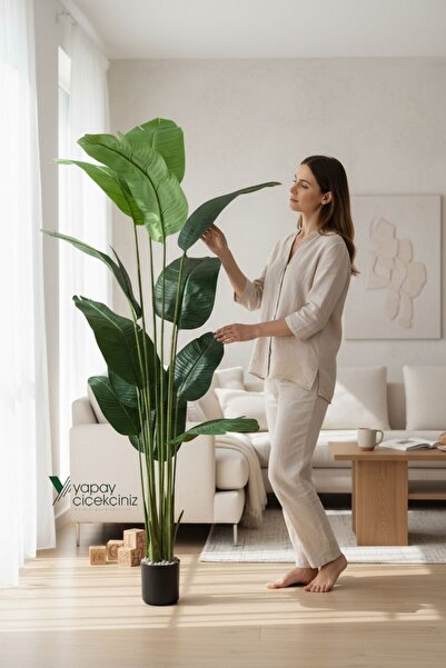 YAPAY ÇİÇEKÇİNİZ Yapay Ağaç Starliçe Gerçek Dokunuş 12 Büyük Yaprak Yeşil 180...