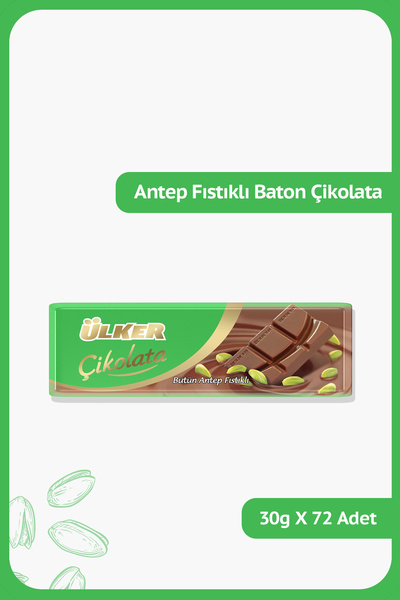 Ülker Antep Fıstıklı Baton Çikolata - 30 gram - 72 Adet