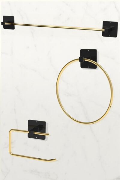 KARTEYA Yapışkanlı Paslanmaz Gold Uzun Havluluk Wc Kağıtlık ve Çember Havlulu...