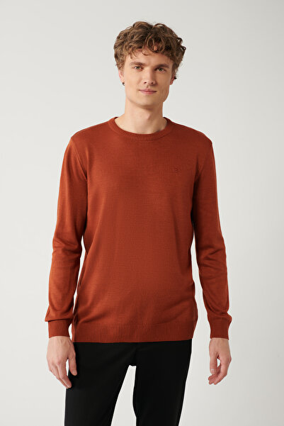 Avva Men's Tile Crew Neck Non-Pilling Knitwear Sweater E 005000