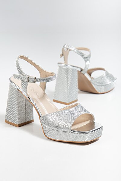 ALTIN TOPUK Silver Glitter Platform Heeled Shoes