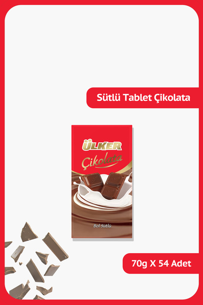 Ülker Sütlü Tablet Çikolata - 70 gram - 54 Adet