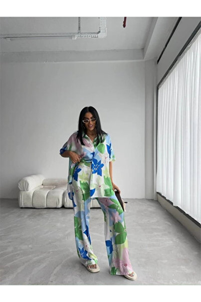 Modayakamoz ΠΡΑΣΙΝΟ ΜΕΓΑΛΟ ΣΧΕΔΙΟ ΛΟΥΛΟΥΔΙ ΣΑΤΕΝ ΠΟΥΚΑΜΙΣΟ-ΠΑΝΤΕΛΟΝΙ ΣΕΤ - Πράσινο