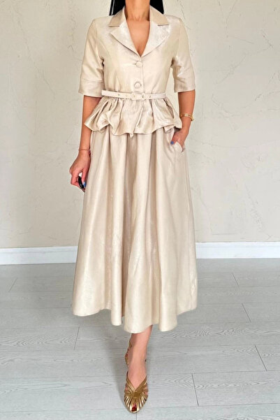 Asil Acar Home Σετ μπουφάν με βολάν με λεπτή ζώνη και φούστα με κορδόνι