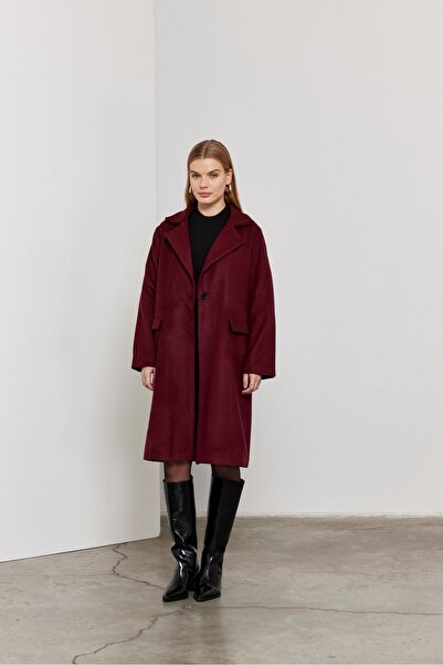 SevdeUgur Women's Burgundy Plum Cashew Coat / Sevde Ugur