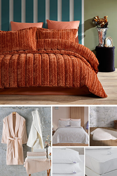 Elart طقم زينة الزفاف المخملية الفاخرة 20 قطعة قرفة