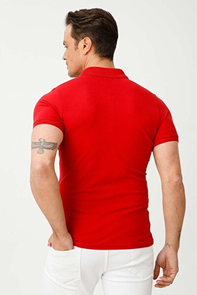 İgs Tricou roșu cu gât polo standard pentru bărbați