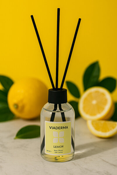 Viaderma Limon Aromalı Bambu Çubuklu Oda Kokusu 100 ml - Doğal, Ferah ve Uzun Süreli Koku
