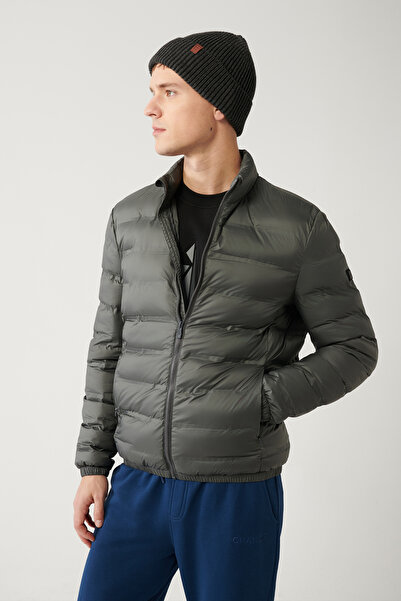 Avva Pánská antracitová nafukovací bunda s límcem a vodoodpudivou látkou E006019