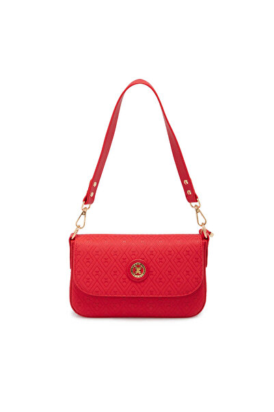 Tergan Kırmızı Print Kadın Omuz Çantası - S1WPR0000800-S4R