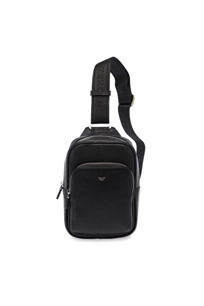 Tergan Siyah Hakiki Deri Erkek Çapraz Askılı Çanta - S1AC00021490-U9G