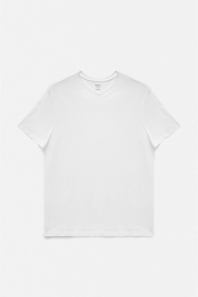 Avva Men's Black-White 2-Piece V-Neck Plain 100% Cotton T-Shirt E 001022